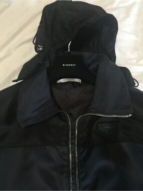 Givenchy Black Hooded Zip-Up Jacket with Silver Hardware